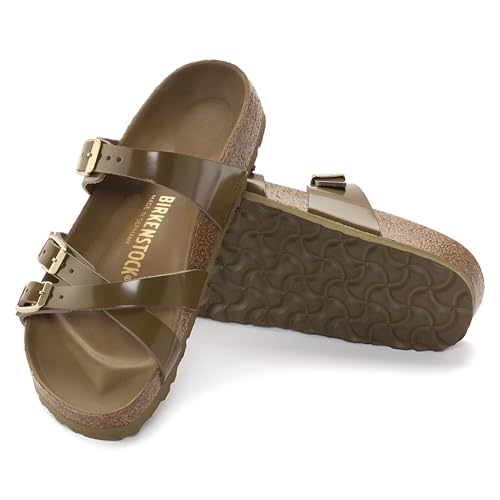 Birkenstock Unisex Franca Natural Leather Patent High Shiny Mud Green