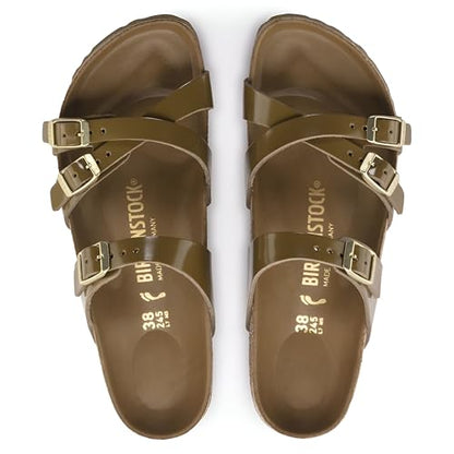 Birkenstock Unisex Franca Natural Leather Patent High Shiny Mud Green