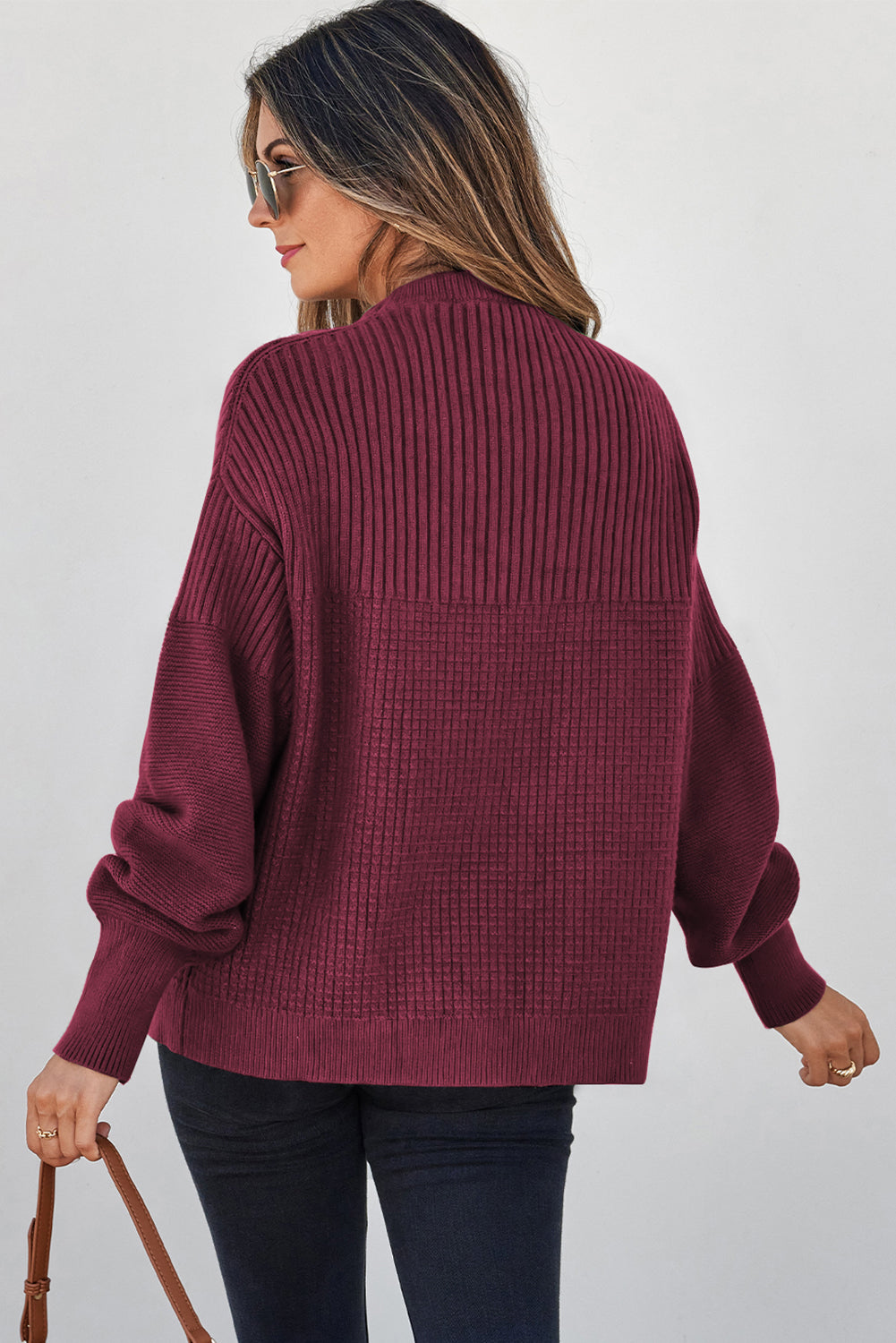 Threaded Pear Julietta Mixed Textured Knitted Sweater