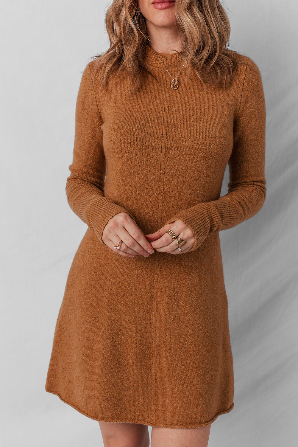 Threaded Pear Madeline Ribbed Mini Sweater Dress