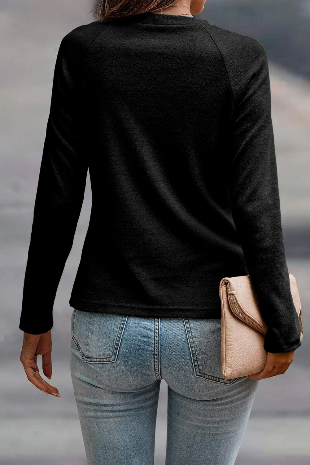 Threaded Pear Millie Seam Detail Raglan Long Sleeve Top