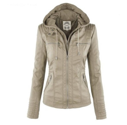 Women's Hooded Leather Jacket