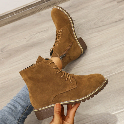 Women’s Short Martin Boots | Round-Toe High-Sense Fashion Boots | Trendy Minimalist British Style Ankle Boots | Luxury-Label Statuesque Radiant Footwear | 2026 High-Fashion Emerald-Luxe Essential