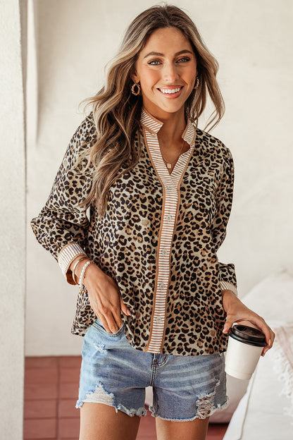 Threaded Pear Jordyn Contrast Striped Trim Shirt