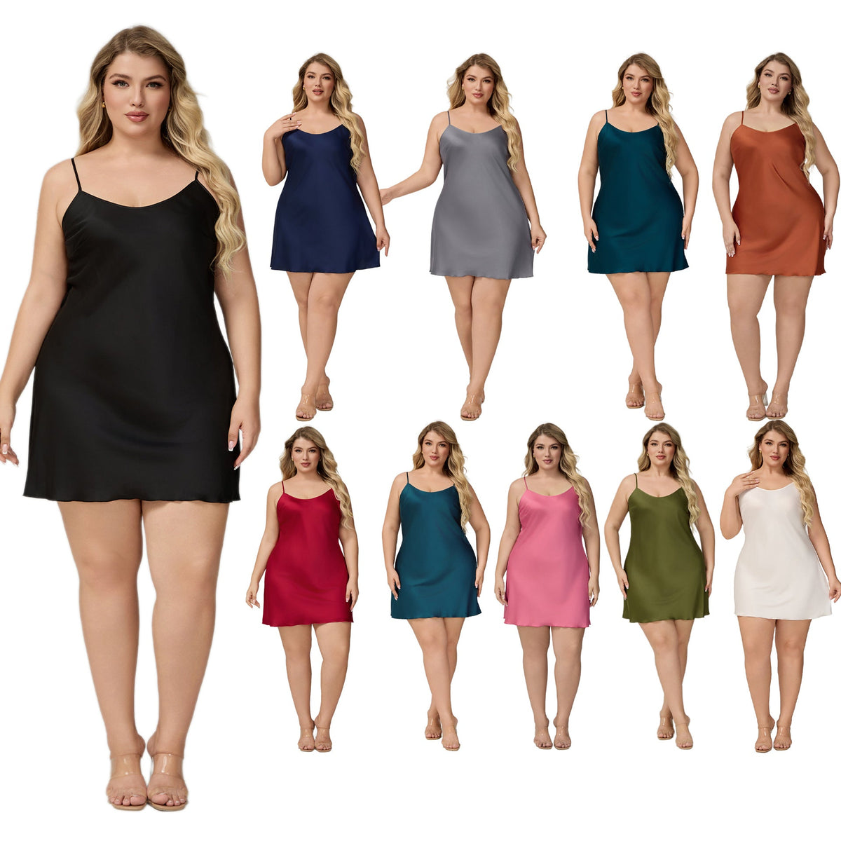 Elegant Satin Chiffon Sleepwear for Women, Summer Strap Sexy Nightdress, Simple Home Wear