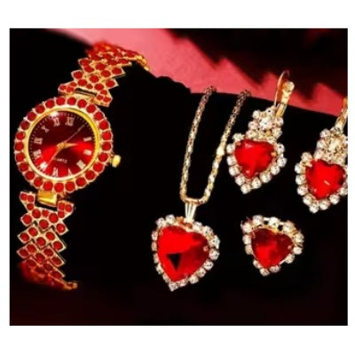 Colorful Crystal Quartz Watch & Jewelry Set | Luxury Sparkling Women’s Timepiece Suite | Elegant Multi-Color Rhinestone Watch Gift Set | Trendy Jewelry Suit with Bracelet & Earrings | 2026 High-Fashion Women’s Accessory Set