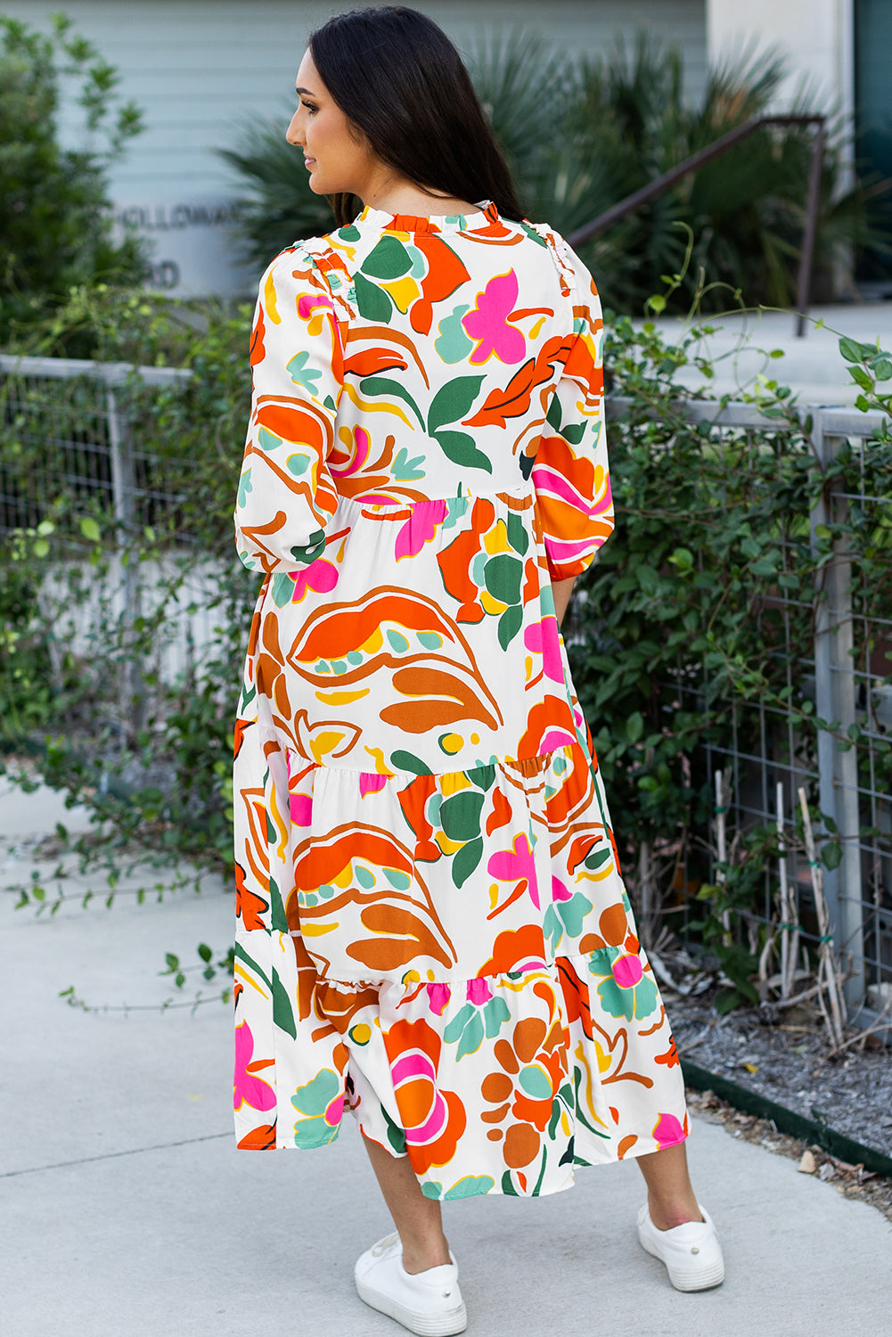 Threaded Pear Alanna Floral Tiered Maxi Dress