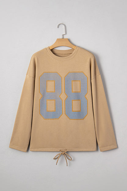 Threaded Pear Macy Drawstring Hemline Oversize Long Sleeve Top