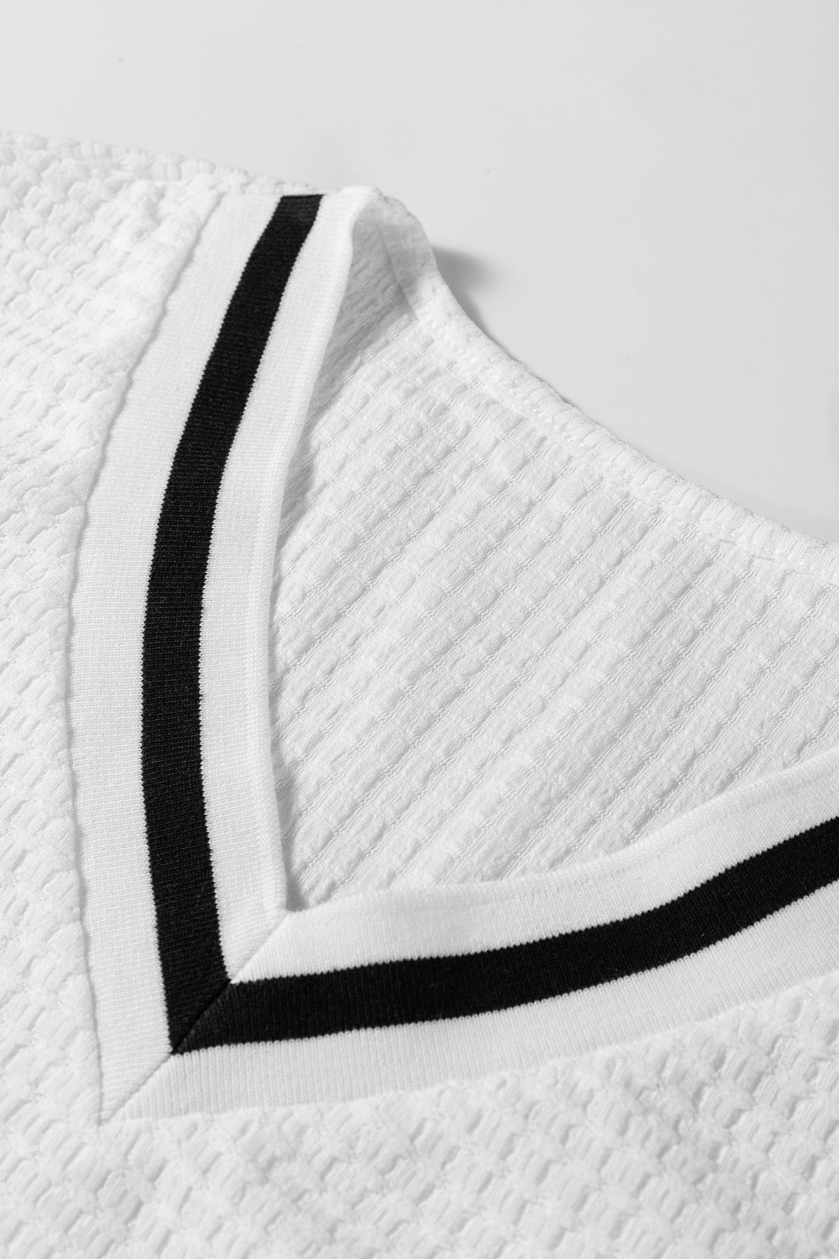 Threaded Pear Greta Trim Pullover Waffle Top