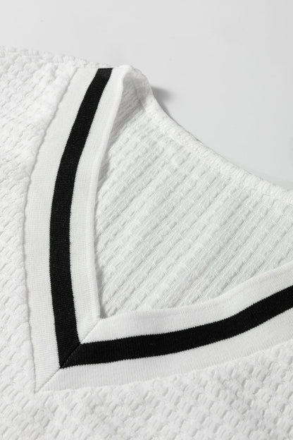 Threaded Pear Greta Trim Pullover Waffle Top