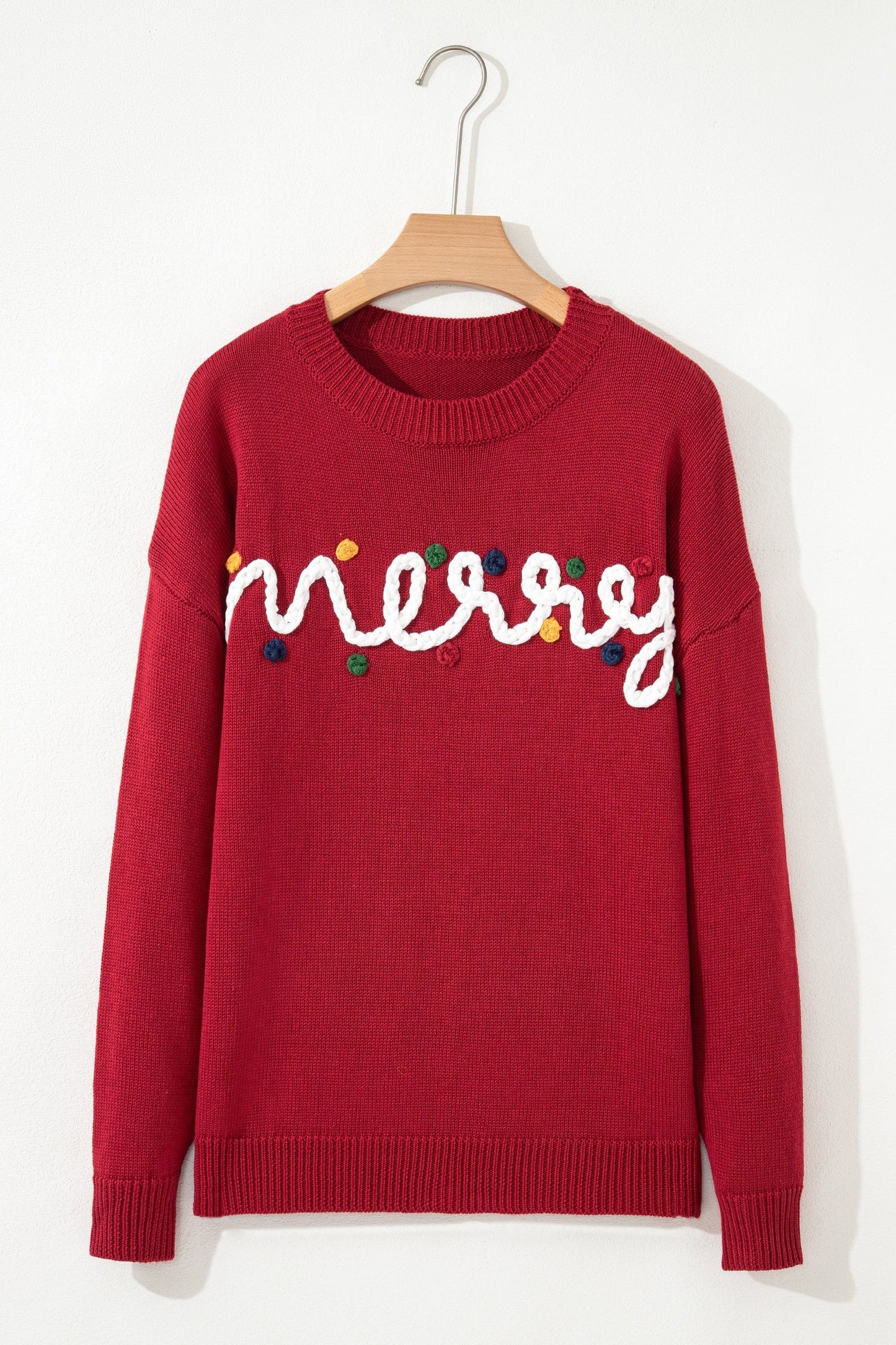 Threaded Pear Jade Christmas Drop Shoulder Sweater