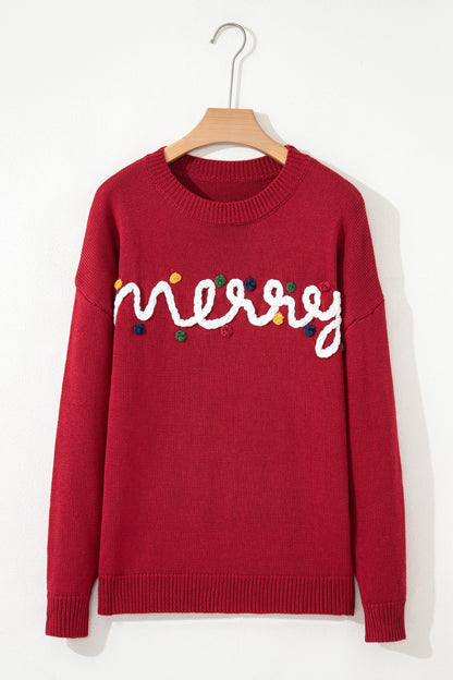 Threaded Pear Jade Christmas Drop Shoulder Sweater