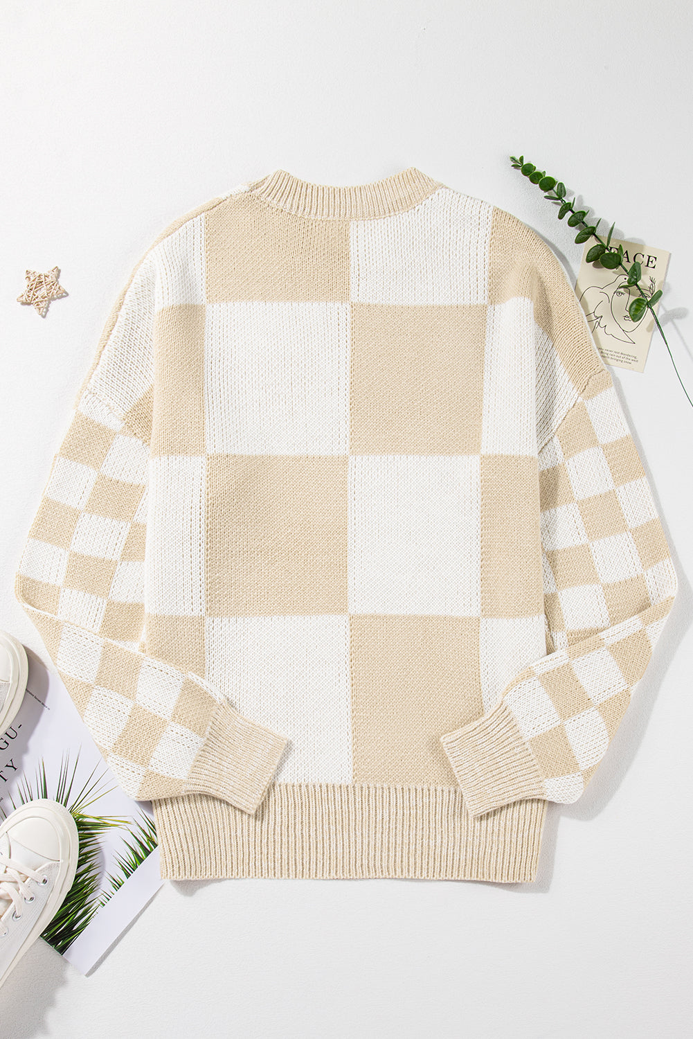 Threaded Pear Vivifira Print Drop Shoulder Sweater