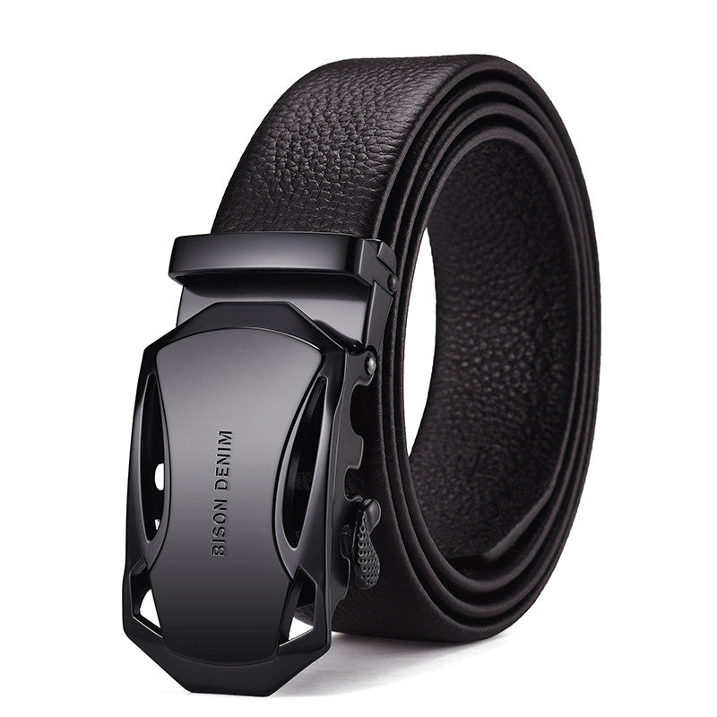 Men’s Business Automatic Buckle Leather Belt | High-Sense Professional Executive Waistband | Trendy Minimalist Sleek Ratchet Belt | Luxury-Label Statuesque Radiant Accessory | 2026 High-Fashion Emerald-Luxe Essential