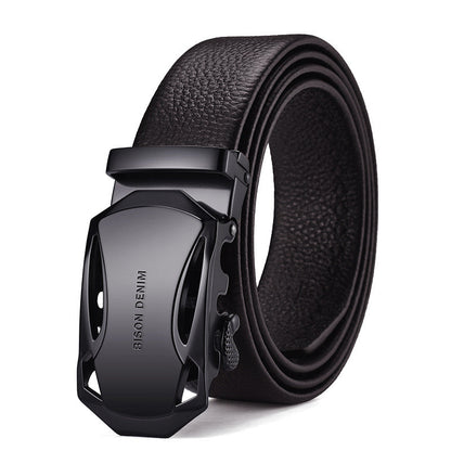 Men’s Business Automatic Buckle Leather Belt | High-Sense Professional Executive Waistband | Trendy Minimalist Sleek Ratchet Belt | Luxury-Label Statuesque Radiant Accessory | 2026 High-Fashion Emerald-Luxe Essential