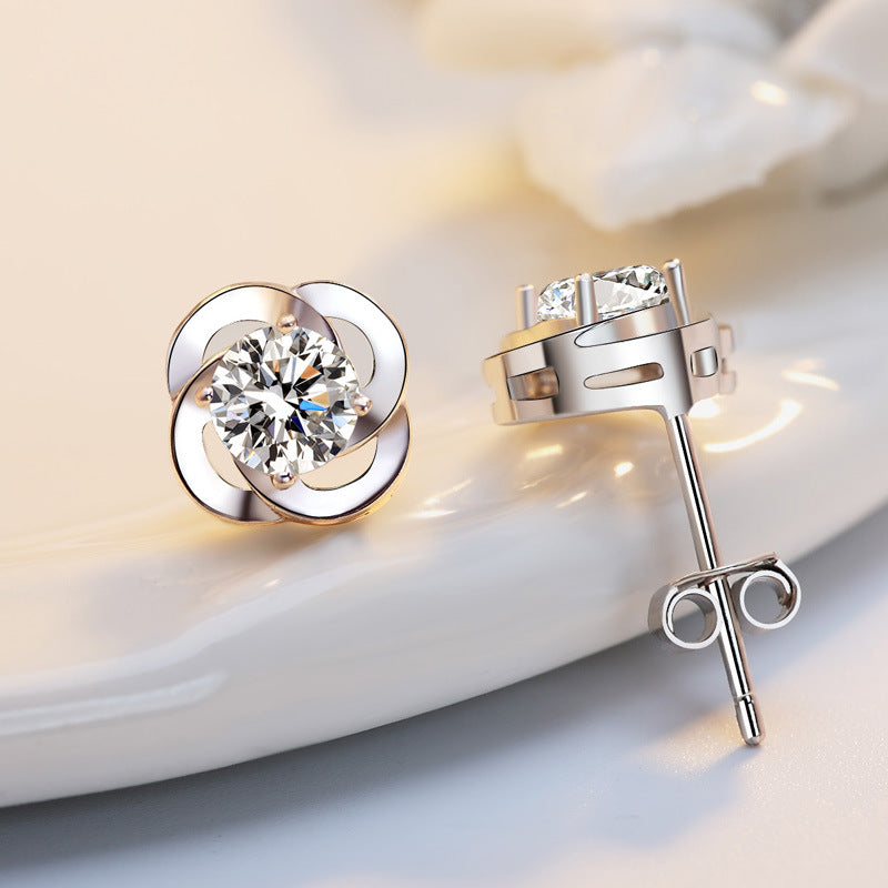 925 Sterling Silver Clover Earrings | Elegant Four-Leaf Clover Studs for Women | High-Sense Minimalist Luck Jewelry | Trendy Tiny Clover Flower Earrings | 2026 High-Fashion Delicate Silver Studs