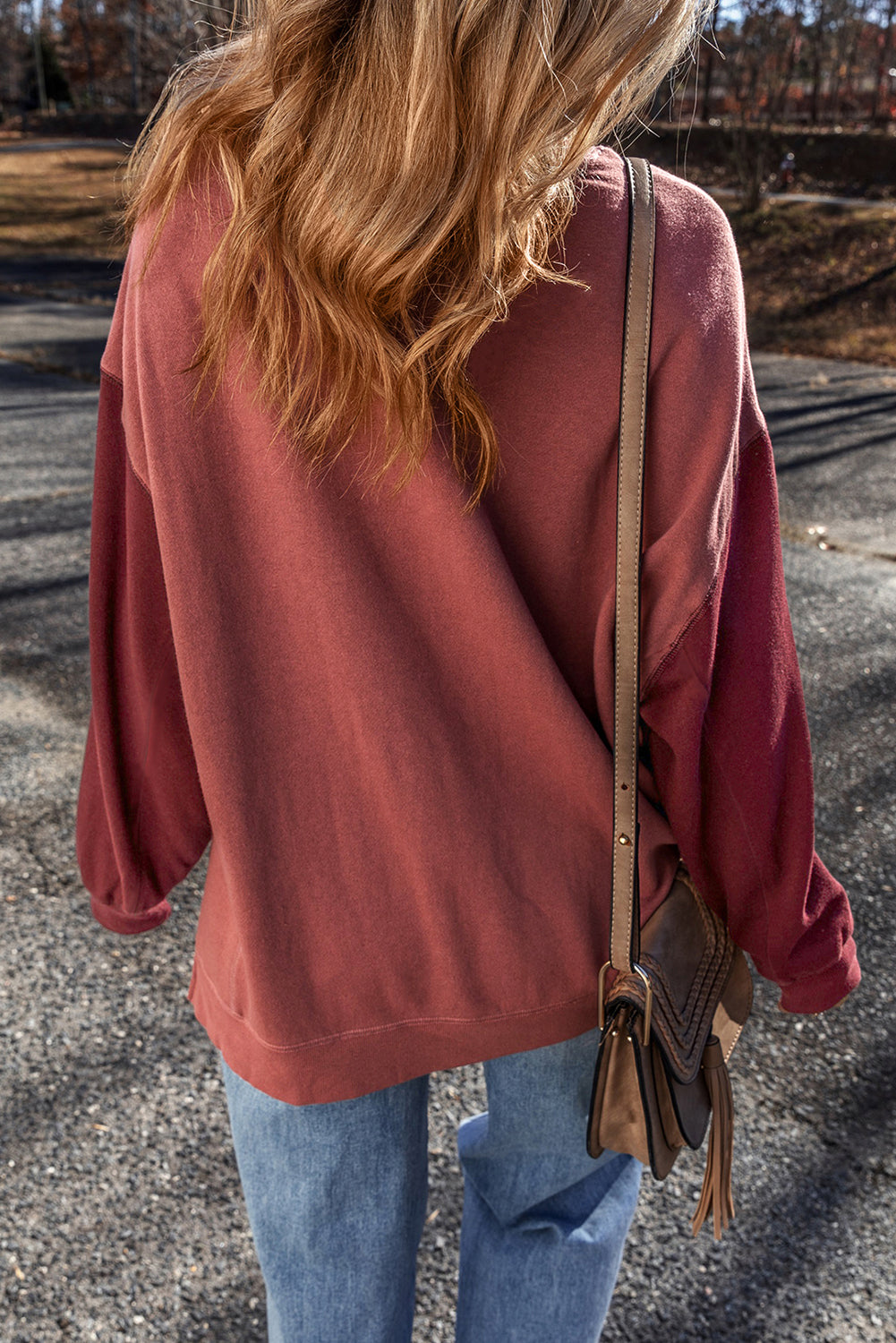 Threaded Pear Ella Patchwork Drop Shoulder Pullover