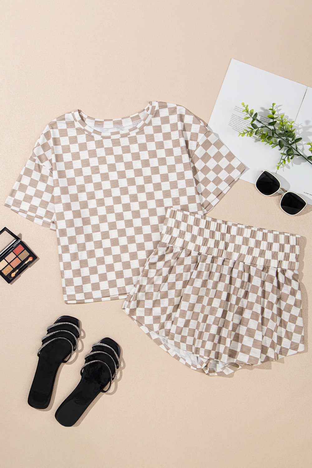 Etta Checkerboard Top and High Waist Skorts Outfit by Threaded Pear
