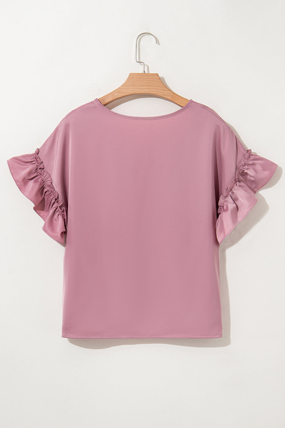 Threaded Pear Ruth Satin Ruffle Sleeve Top