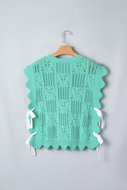 Threaded Pear River Trim Short Sleeve Sweater