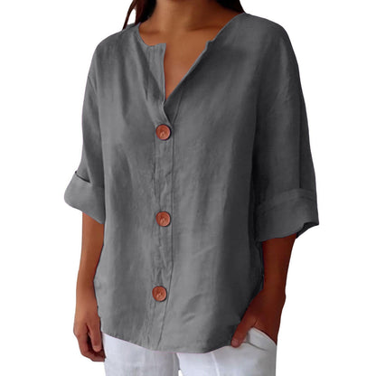 Women’s V-Neck Pullover Shirt | Casual Long-Sleeved Fashion Top | Elegant Loose-Fit Daily Blouse | Trendy Minimalist V-Neck Pullover for Ladies | 2026 High-Fashion Lightweight Autumn/Spring Top