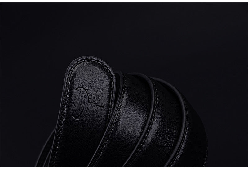 Men’s Two-Layer Cowhide Automatic Buckle Belt | High-Sense Executive Genuine Leather Waistband | Trendy Minimalist Professional Men’s Belt | Luxury-Label Statuesque Men’s Accessory | 2026 High-Fashion Radiant Urban Essential