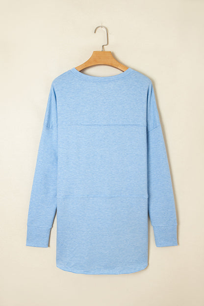 Threaded Pear Kahlani Terry Raw Hem Long Sleeve Top