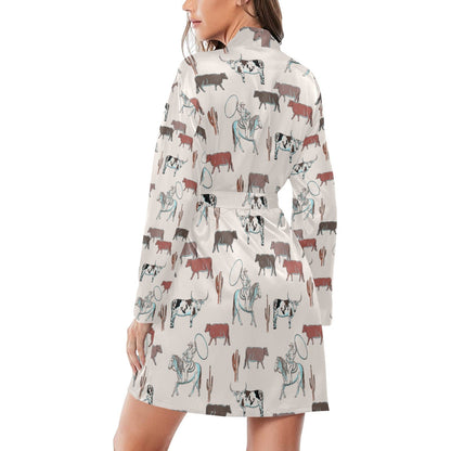 Cattle Drive Women's Belted Satin Feel Dressing Lounge Robe
