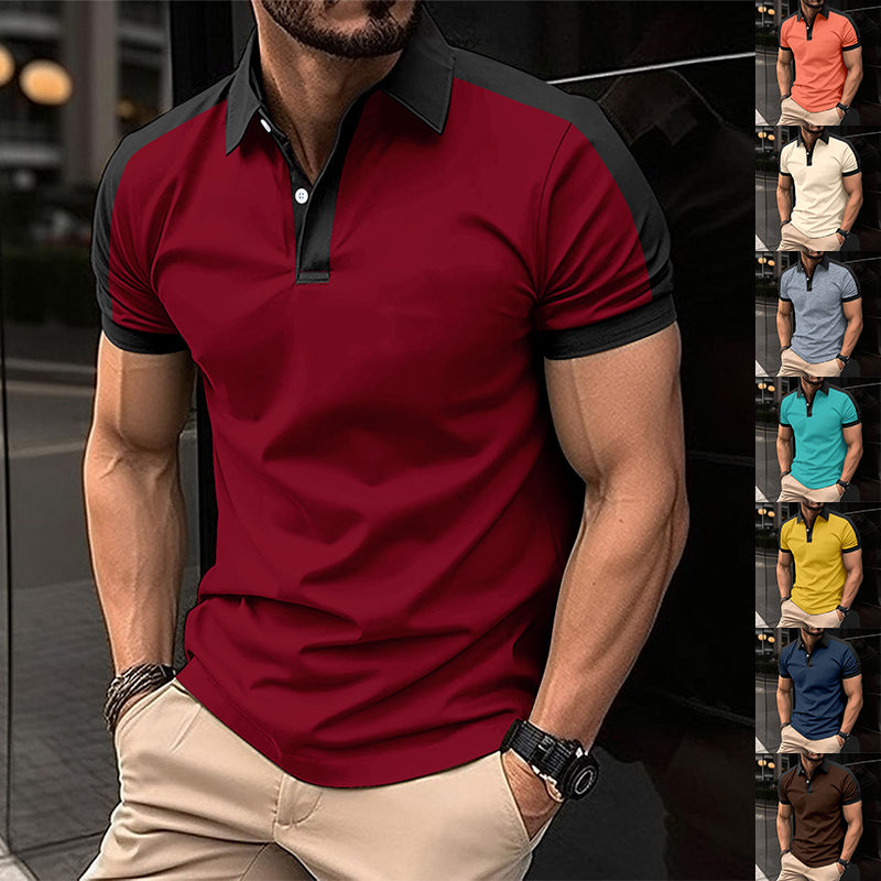 Men's Short Sleeve Business Casual Polo Shirt | Summer Lightweight Cotton Blend Dress Shirt | Premium Solid Color Semi-Formal Polo for Men