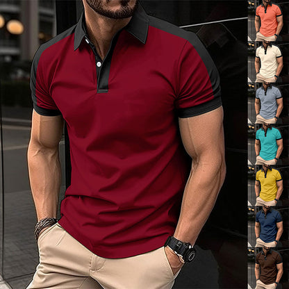 Men's Short Sleeve Business Casual Polo Shirt | Summer Lightweight Cotton Blend Dress Shirt | Premium Solid Color Semi-Formal Polo for Men