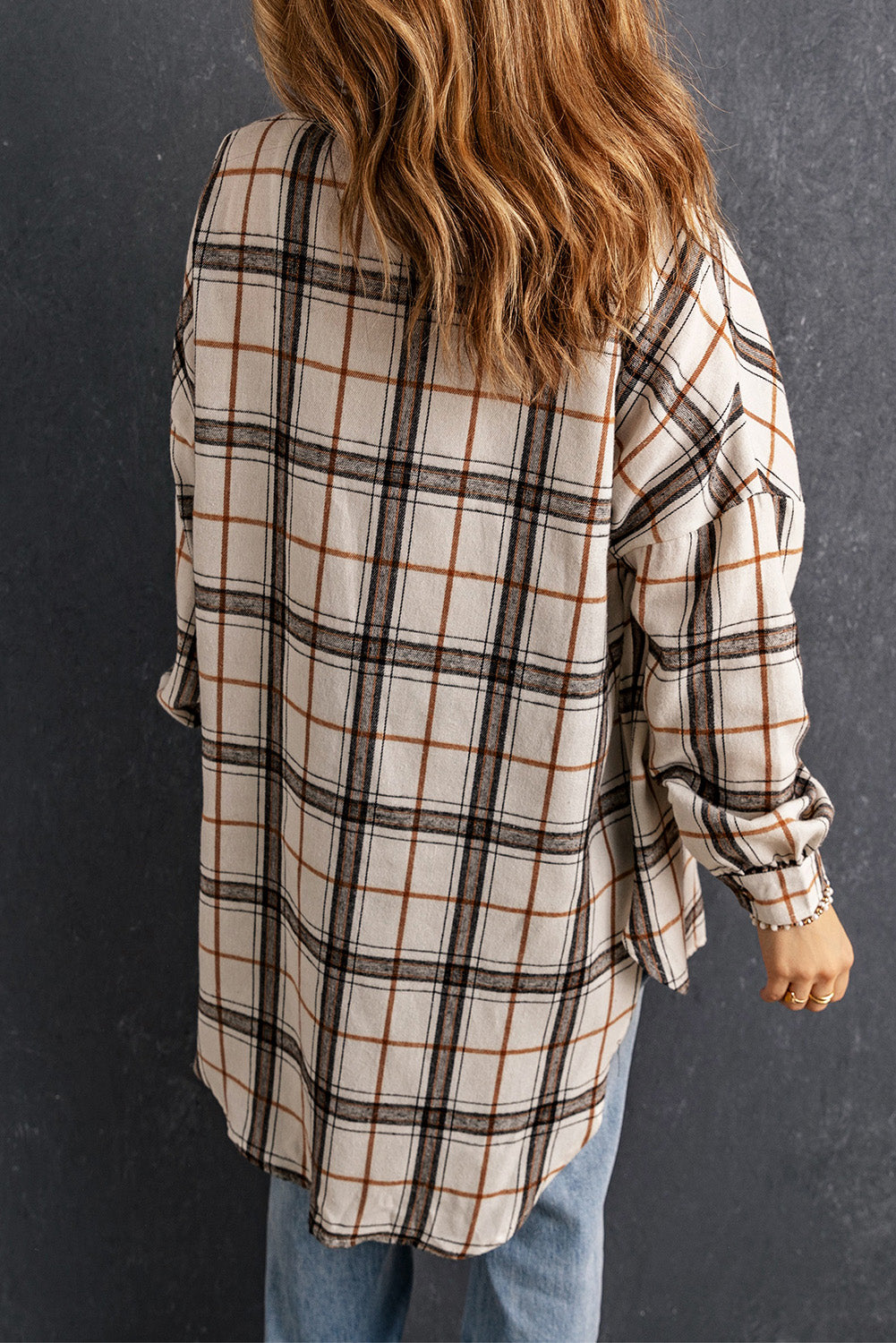 Threaded Pear Khloe Oversized Plaid Pattern Shacket