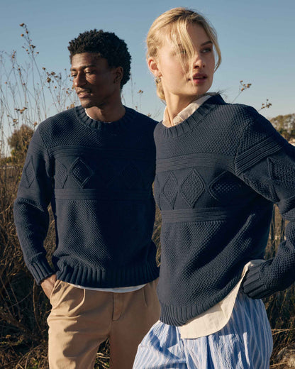 Mens Capeside Sweater - Cotton Sweater Knit - Mineral Blue