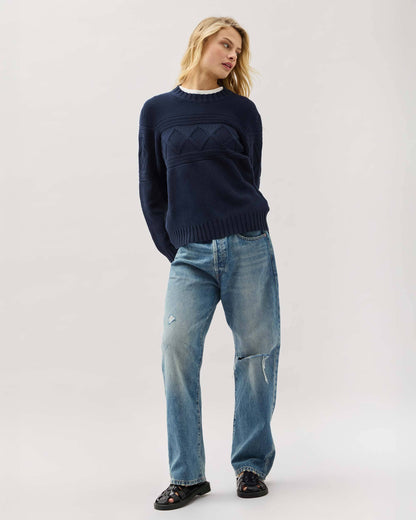 Mens Capeside Sweater - Cotton Sweater Knit - Mineral Blue