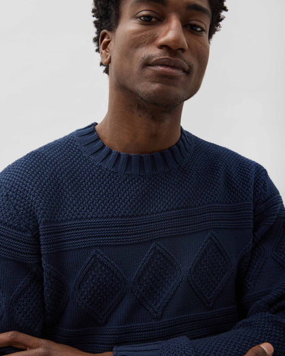 Mens Capeside Sweater - Cotton Sweater Knit - Mineral Blue