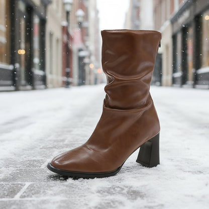 Large Size Women’s High Heel Plus-Width Ankle Boots – Autumn/Winter