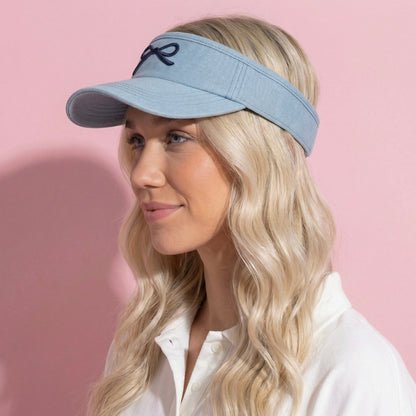 Anna-Kaci Women's Denim Visor Hat with Curved Brim Adjustable Back Bow Accent Casual Headwear