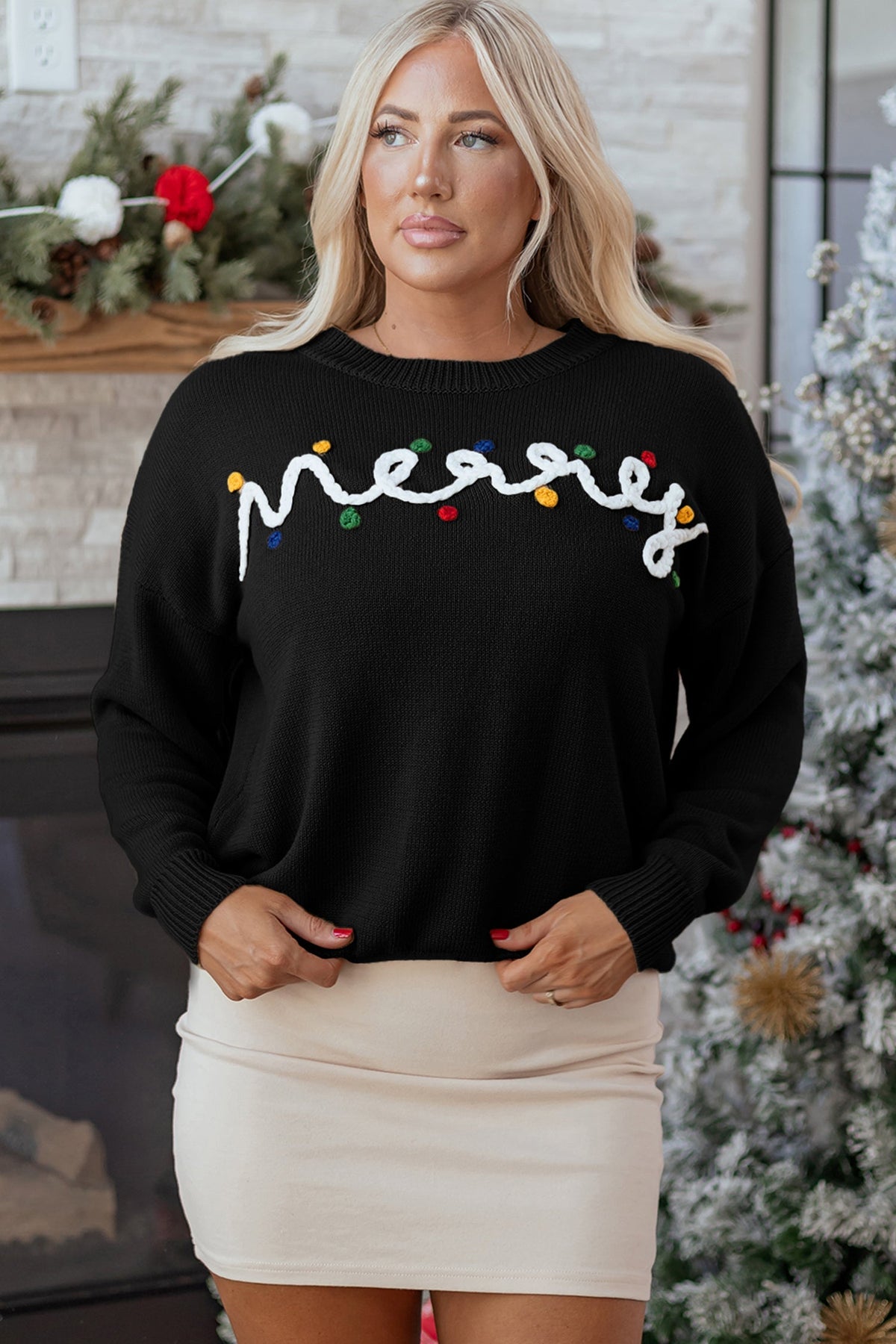 Threaded Pear Darcy Christmas Drop Shoulder Sweater