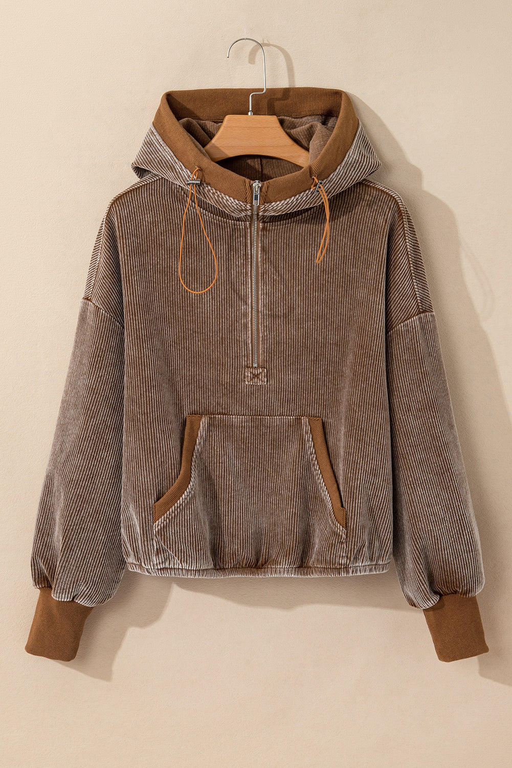 Threaded Pear Abigail Kangaroo Drawstring Corduroy Hoodie