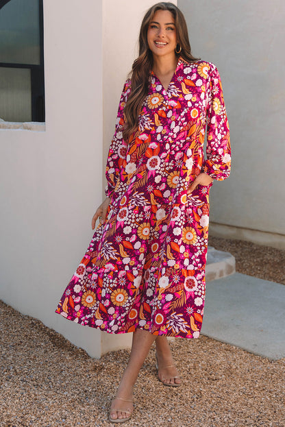 Threaded Pear Alina Collared Tiered Long Dress