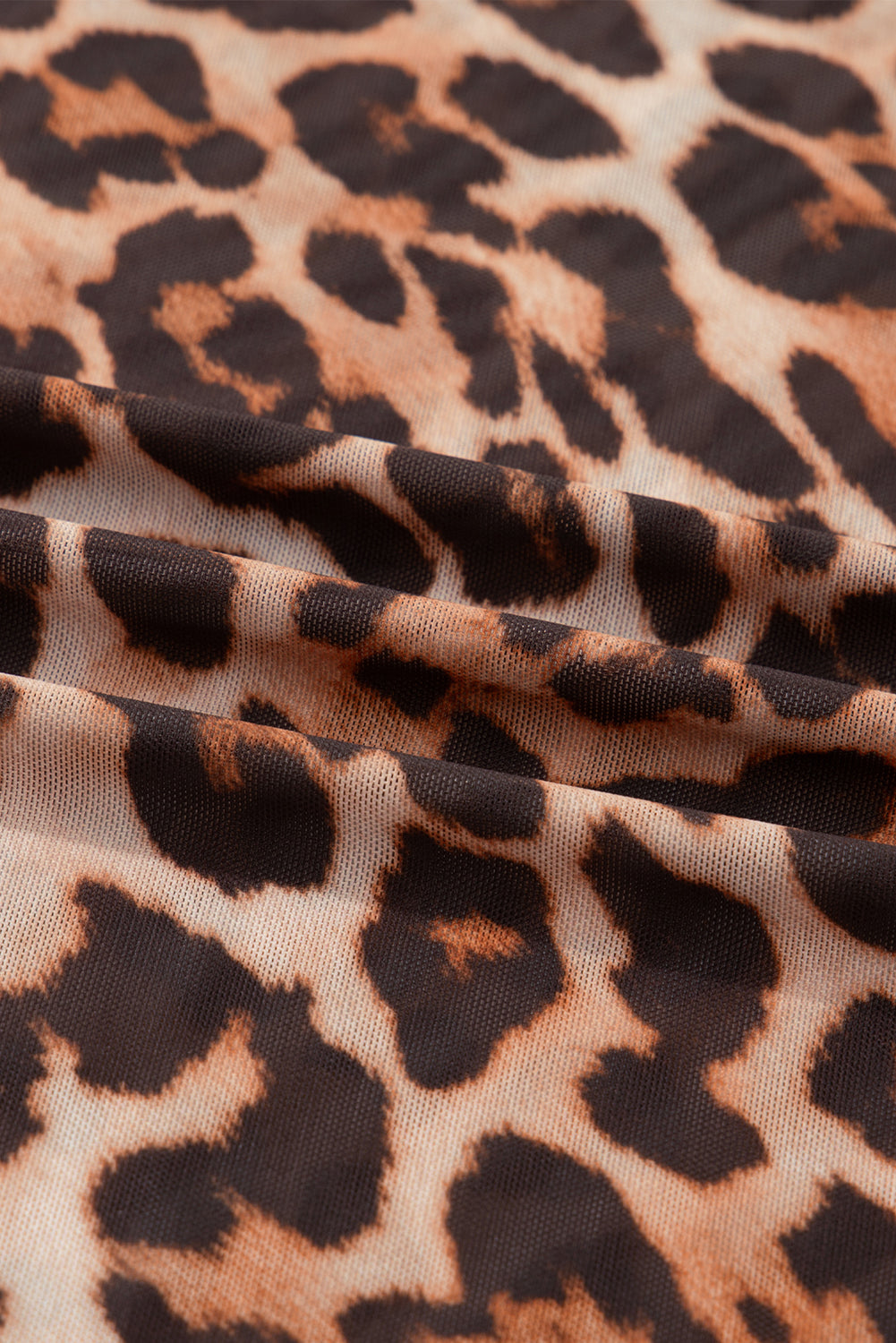 Blakely Leopard Mock Neck Long Sleeve Mesh Top