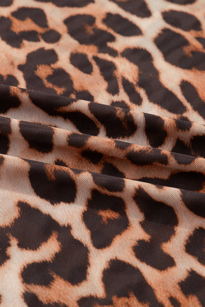 Blakely Leopard Mock Neck Long Sleeve Mesh Top