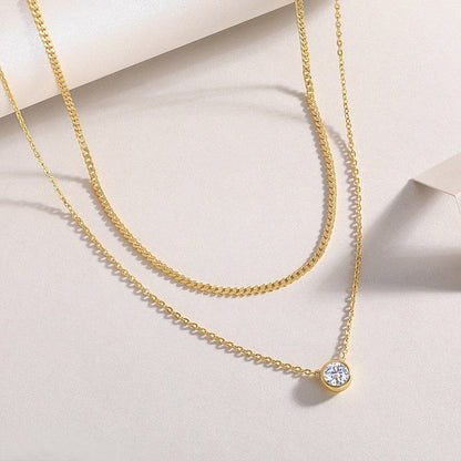 1 Carat Moissanite Solitaire Necklace | S925 Sterling Silver Gold Plated Pendant | GRA Certified Luxury Minimalist Jewelry | Sparkling Diamond Alternative Necklace