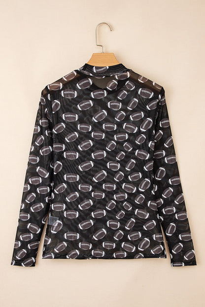 Threaded Pear Maci Rugby Mesh Sheer Long Sleeve Top