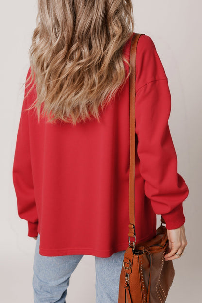 Threaded Pear Taraette Patched Drop Shoulder Sweatshirt