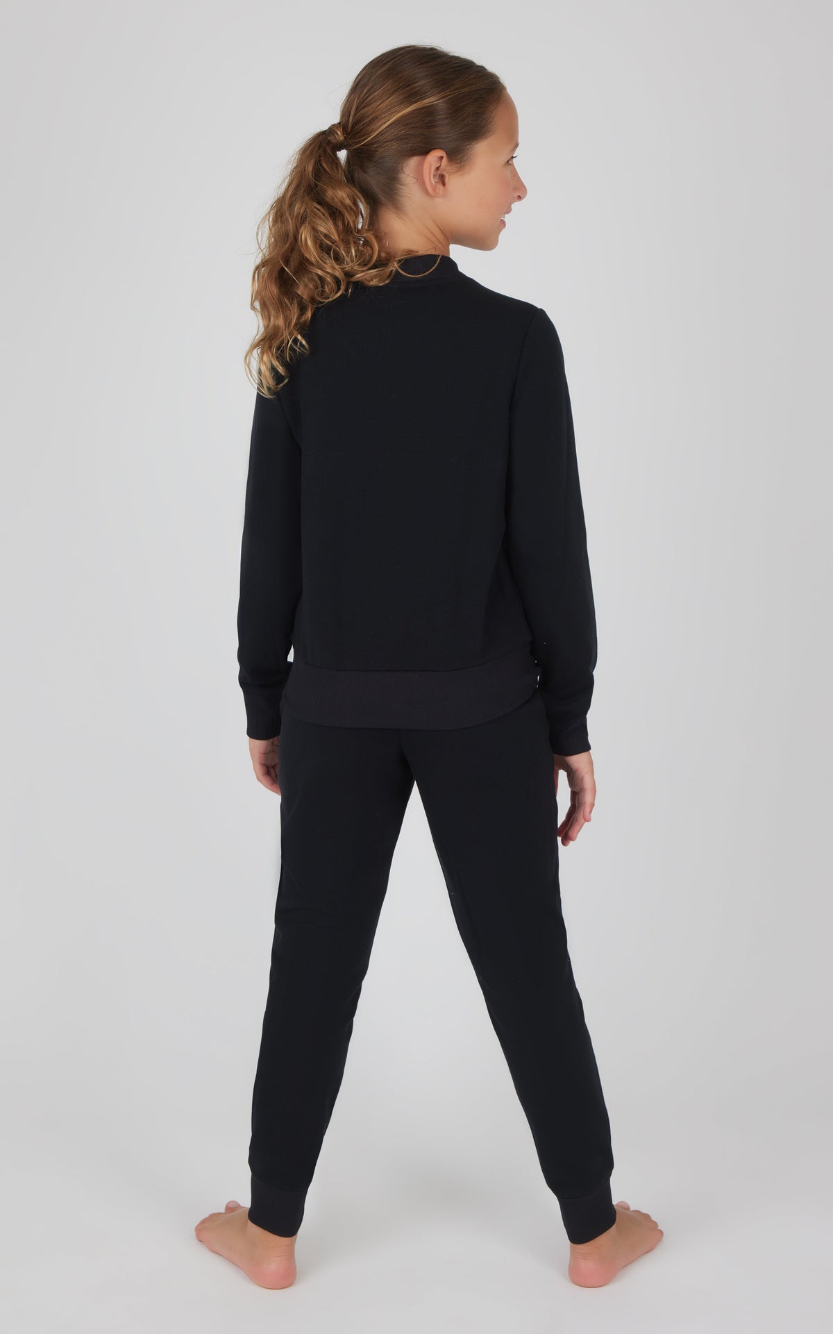 90 Degree by Reflex Girls 2 PC Terry Crossover Long Sleeve Top + Brushed Jogger Set