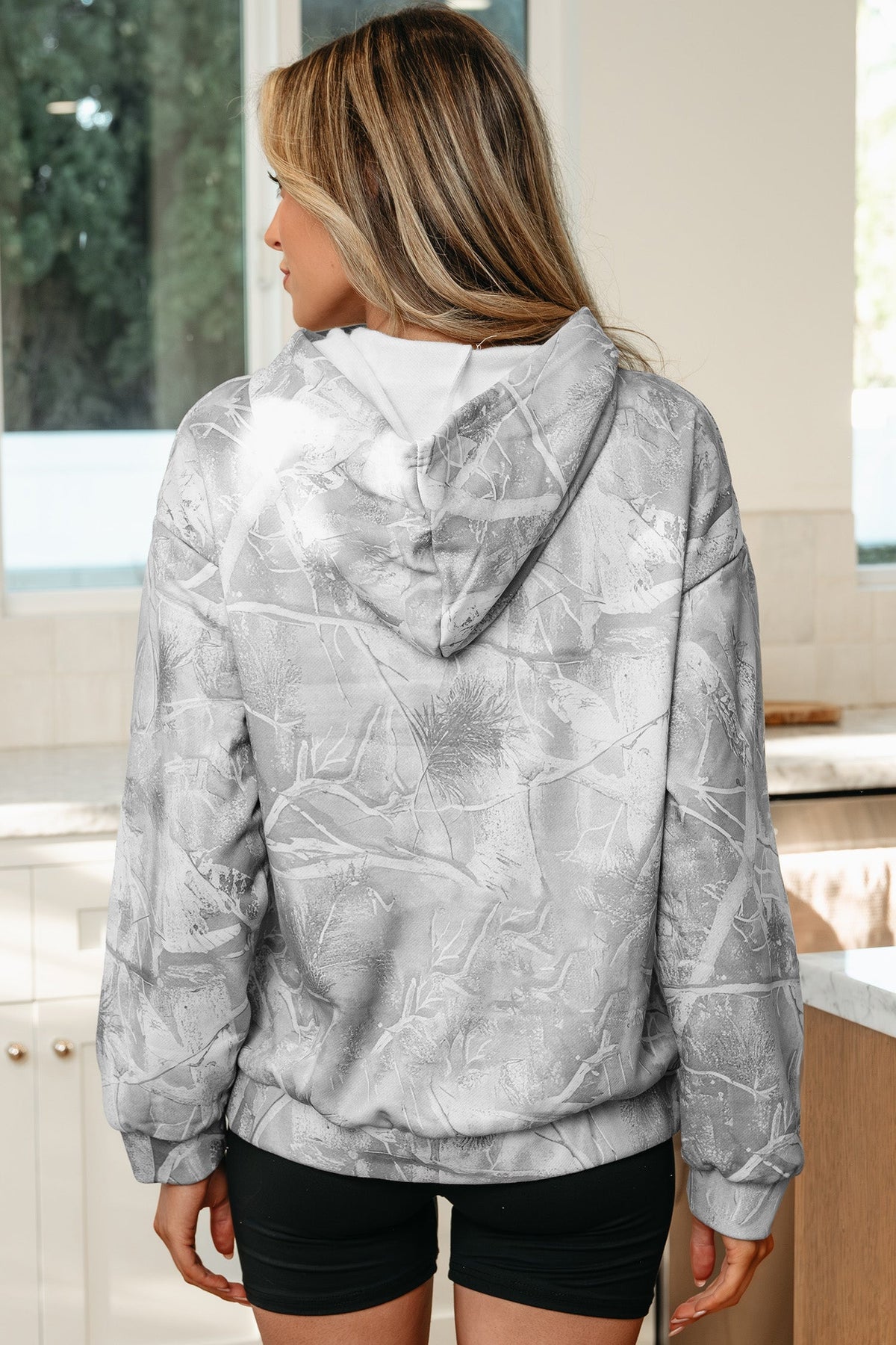 Threaded Pear Maya Print Oversized Sporty Hoodie
