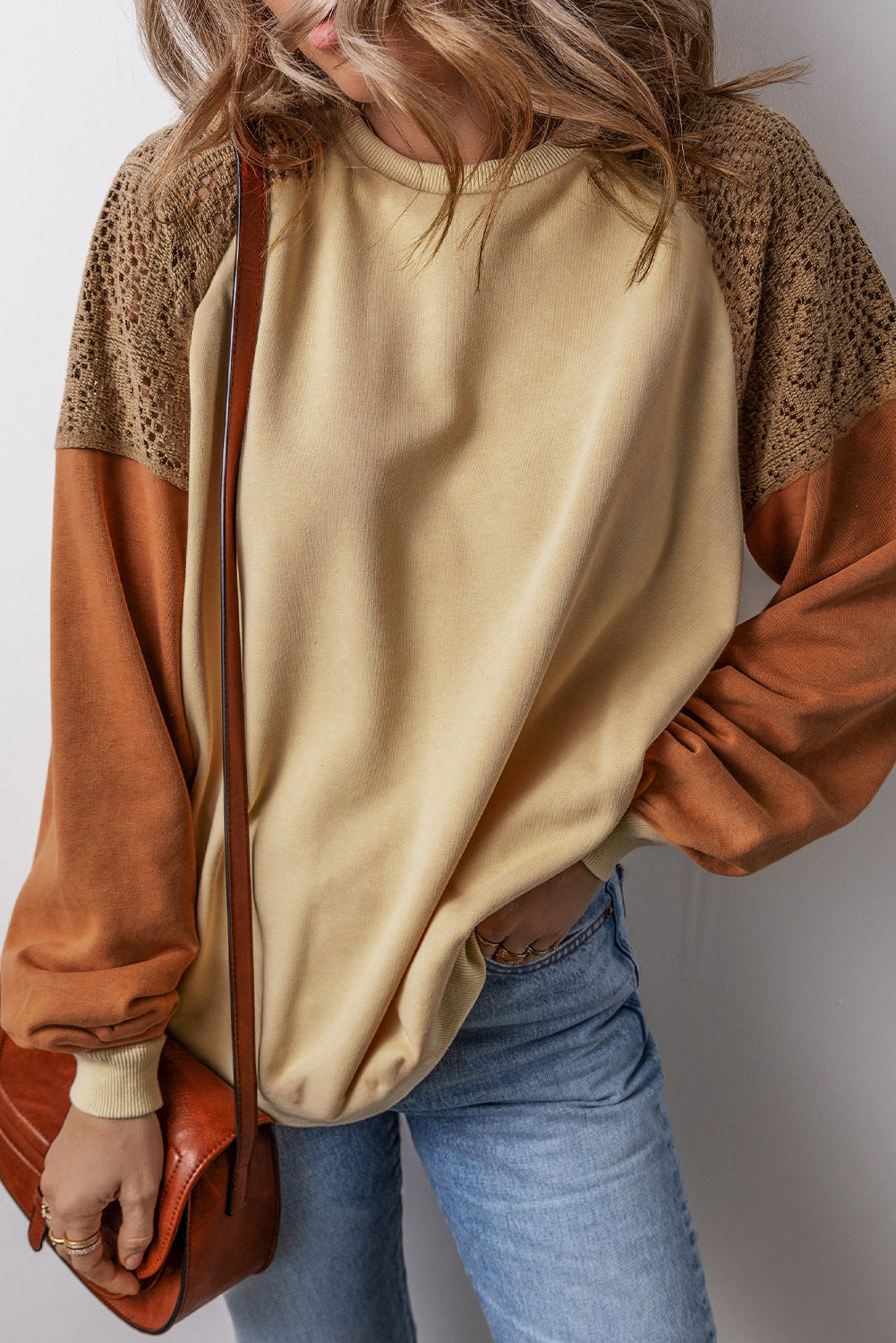 Threaded Pear Scarlett Colorblock Drop Shoulder Sweatshirt