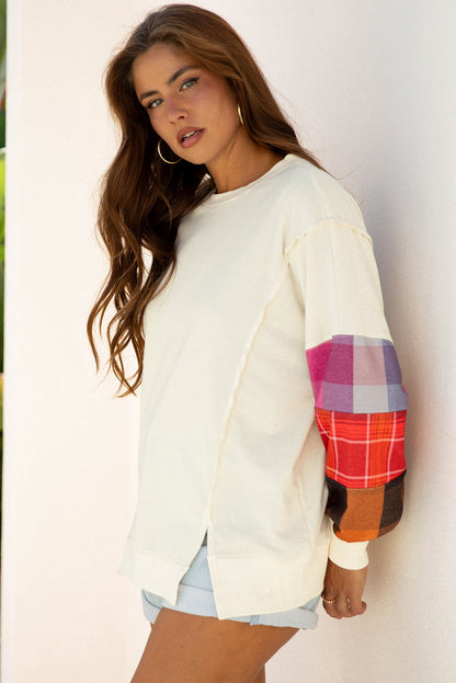 Threaded Pear Anika Seam Patchwork top Long Sleeve Top