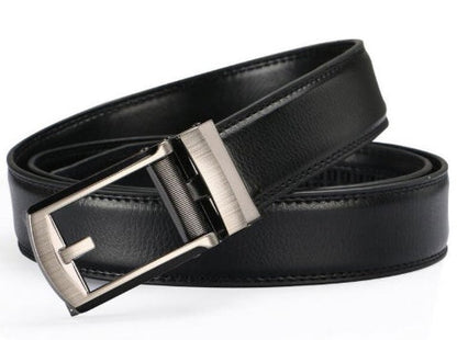 Men’s Luxury Two-Layer Cowhide Leather Belt | High-Sense Automatic Buckle Executive Waistband | Trendy Minimalist Sleek Ratchet Belt | Luxury-Label Statuesque Radiant Accessory | 2026 High-Fashion Emerald-Luxe Essential