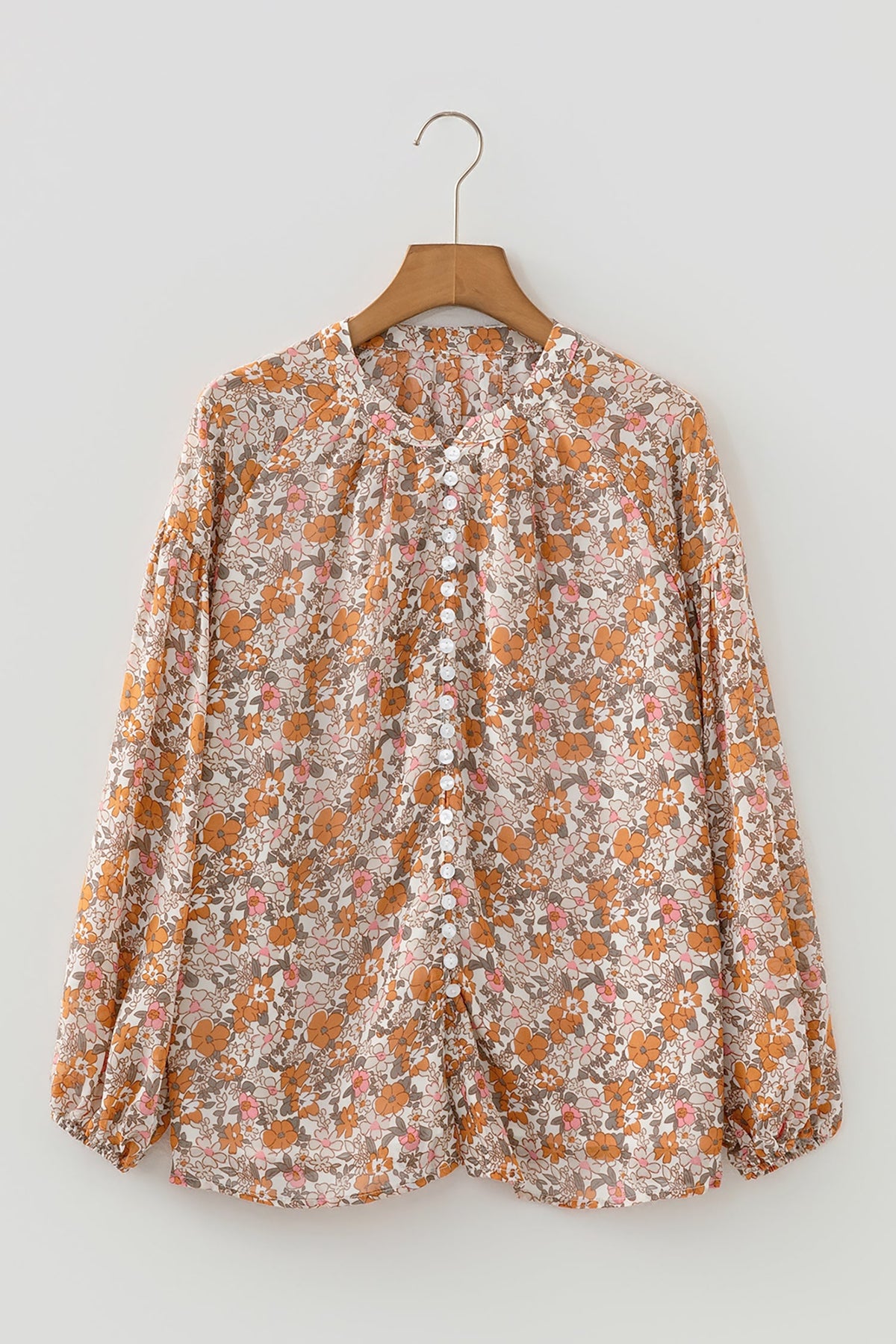 Adaline Floral Puff Sleeve Full Button Shirt